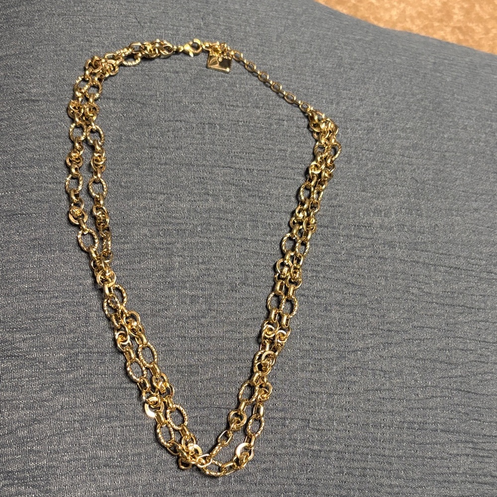 Vintage Anne Klein Gold Double Chain Necklace